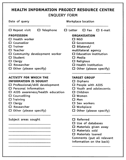 Sample enquiries form